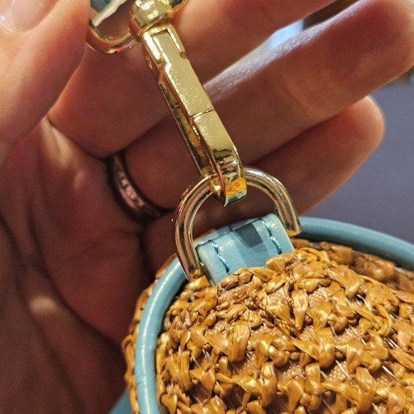 BNWoT never used Topshop Straw+Turquoise Patent Leather Shoulder Bag Purse RRP30 - Picture 9 of 16